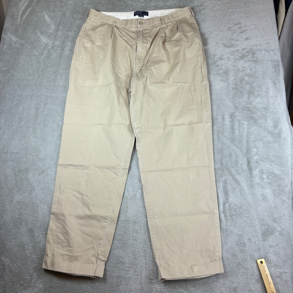 Polo Ralph Lauren Pants Men 38x32 (Fits 38x31) Hammond Pant Pleated Khaki‎ Tan